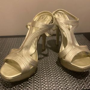 DVF gold platform heels!